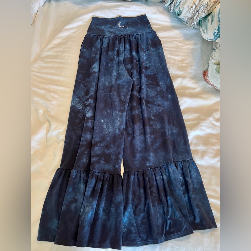 Purusha People bell bottoms. Navy with moon print. Pockets.